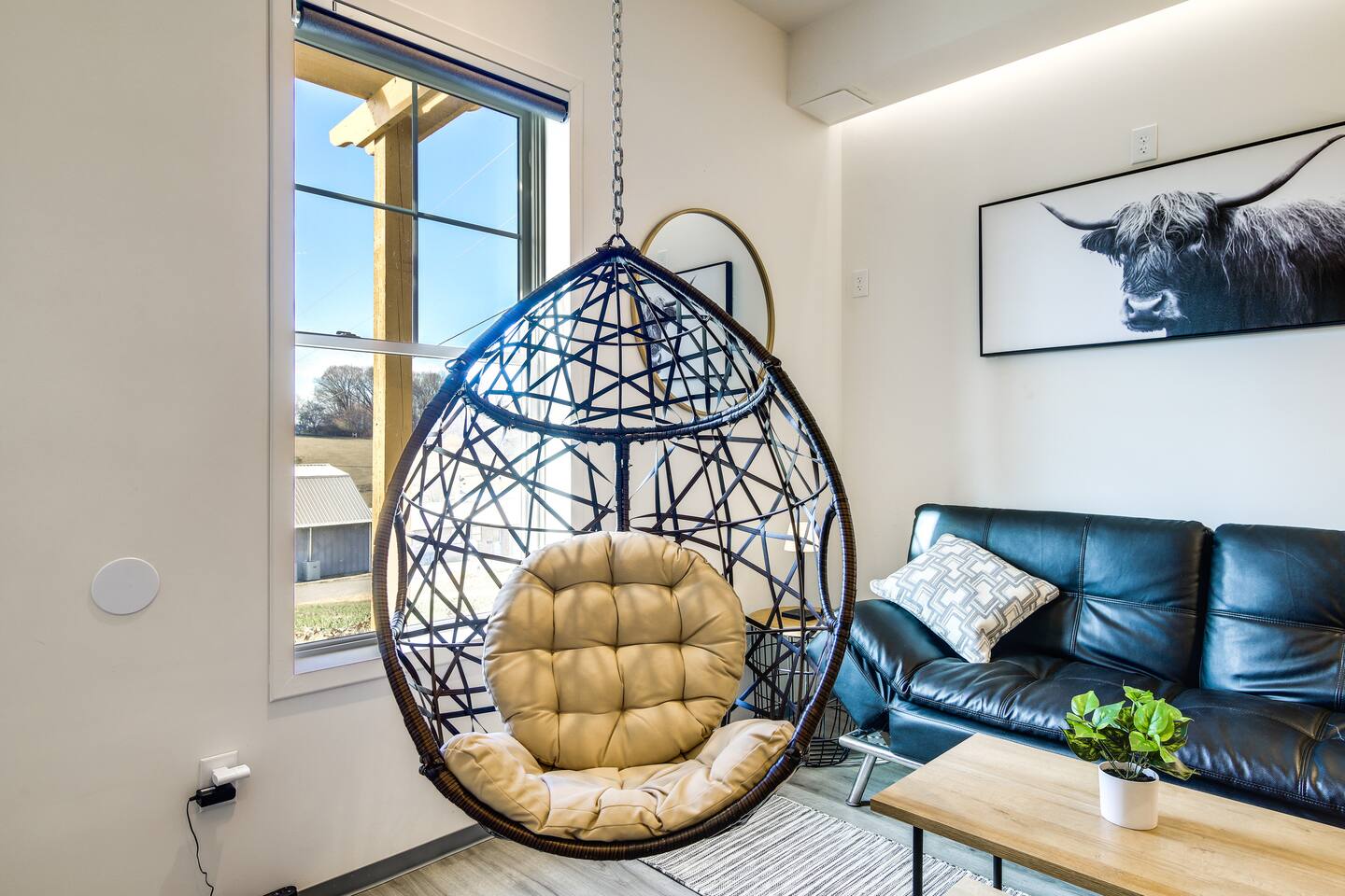 Barndo 2A · North one-bedroom at Cedar Pond Farms — one-bedroom barndominium suite lodging on the farm, with the Highland herd a short walk away.