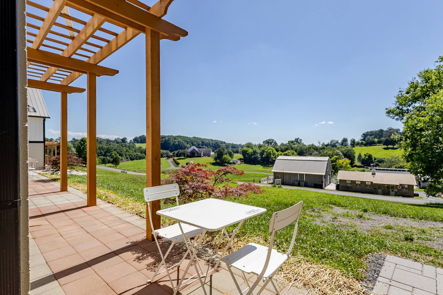 Inside Barndo 3A · North one-bedroom, a one-bedroom barndominium suite at Cedar Pond Farms — our fluffy Highland cow farm just outside the Smoky Mountains.